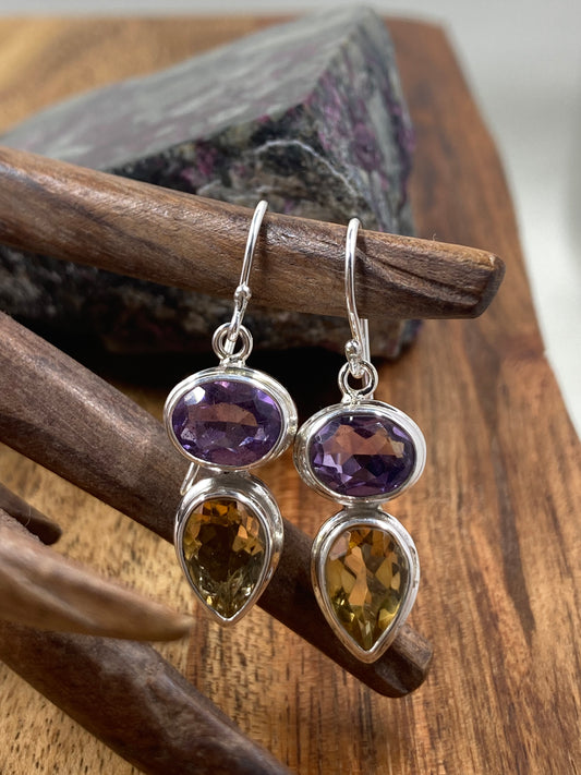 Citrine & Amethyst Earrings