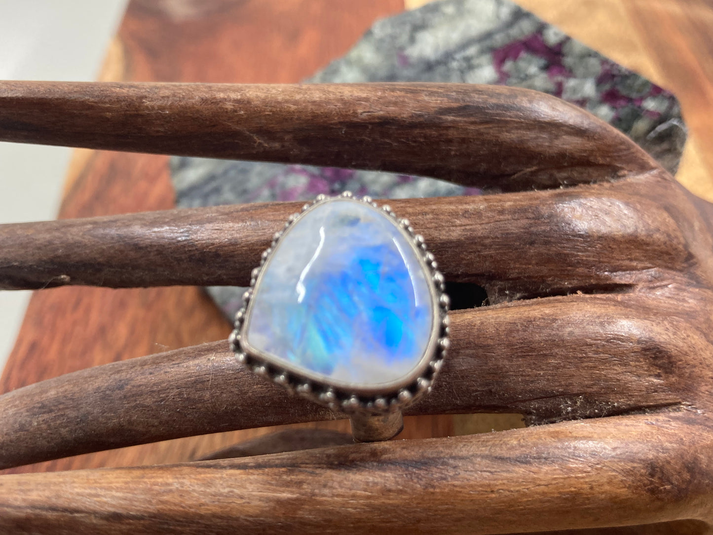 Rainbow Moonstone Ring