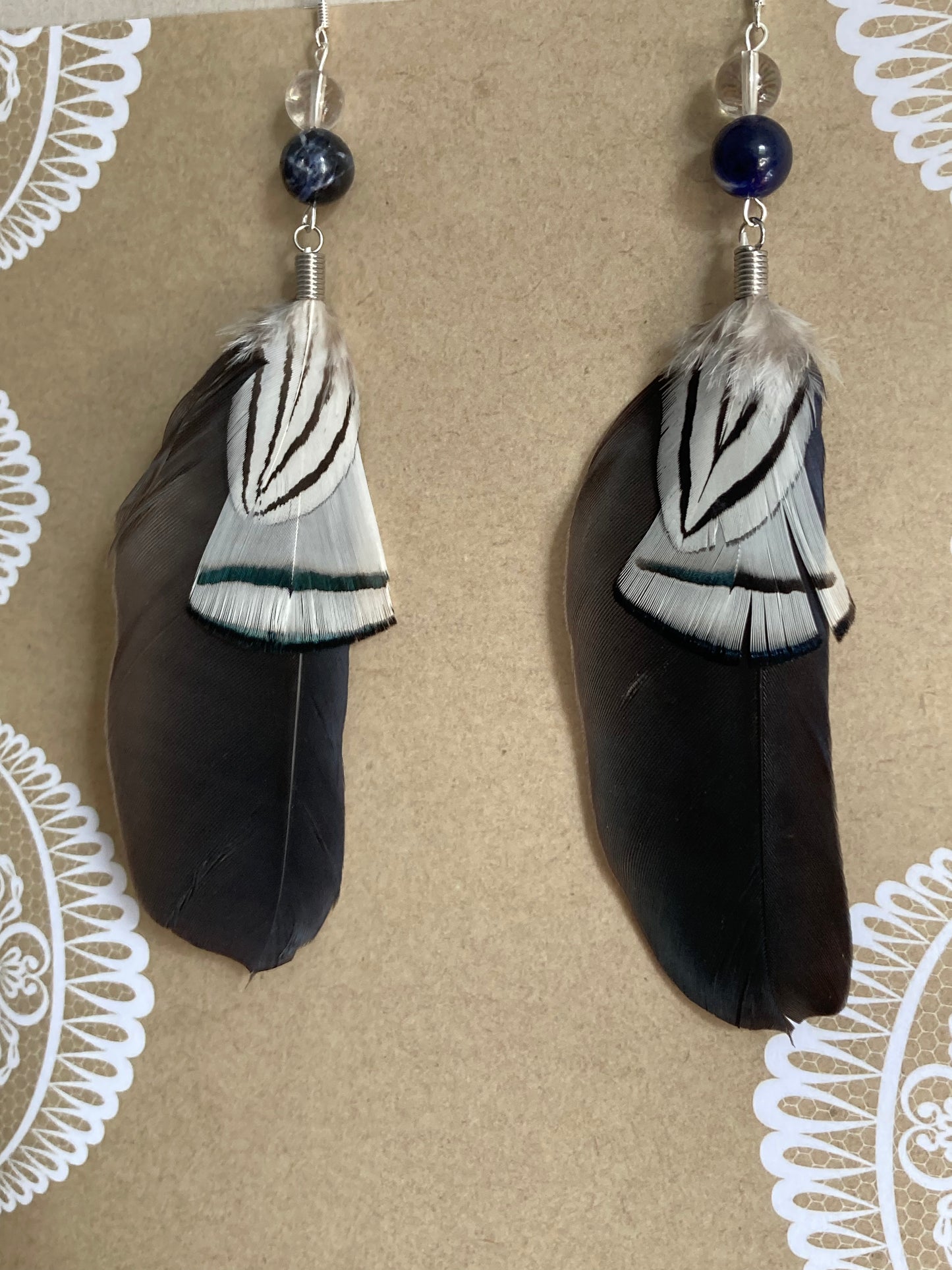 Pheasant and Crow Feather Earrings