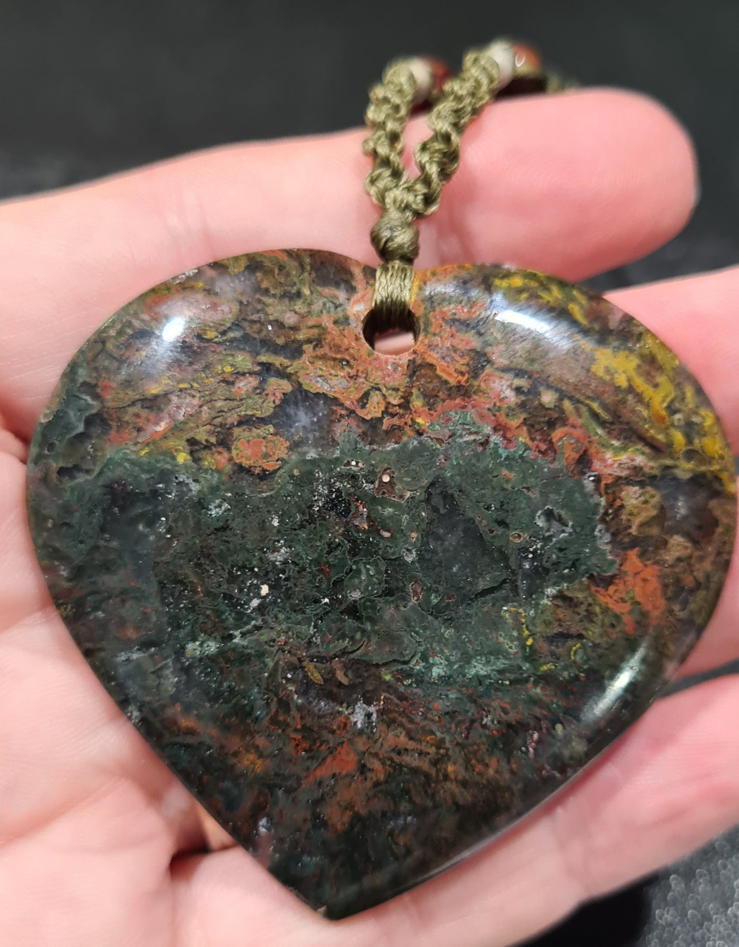 Ocean jasper macrame pendant