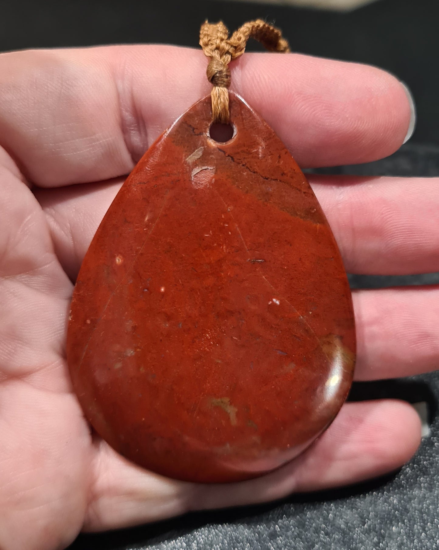 Red jasper macrame pendant