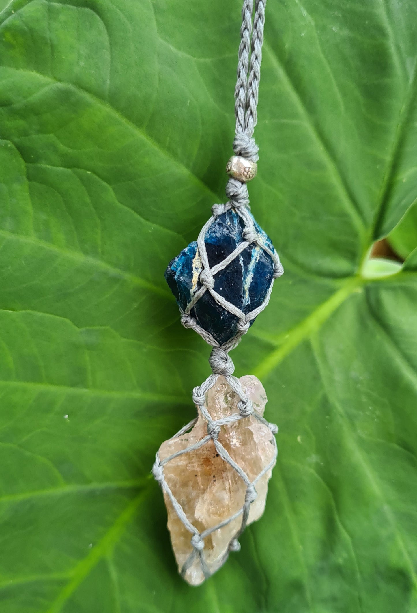 Elestial & Apatite Crystal macrame jewellery