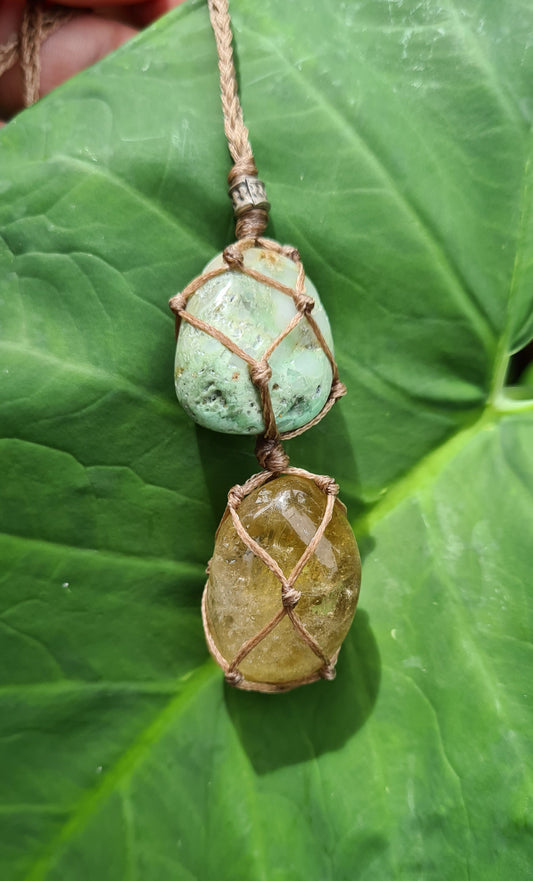 CITRINE & VARISCITE Crystal macrame jewellery