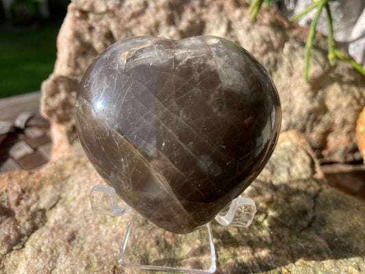 Black Moonstone Heart