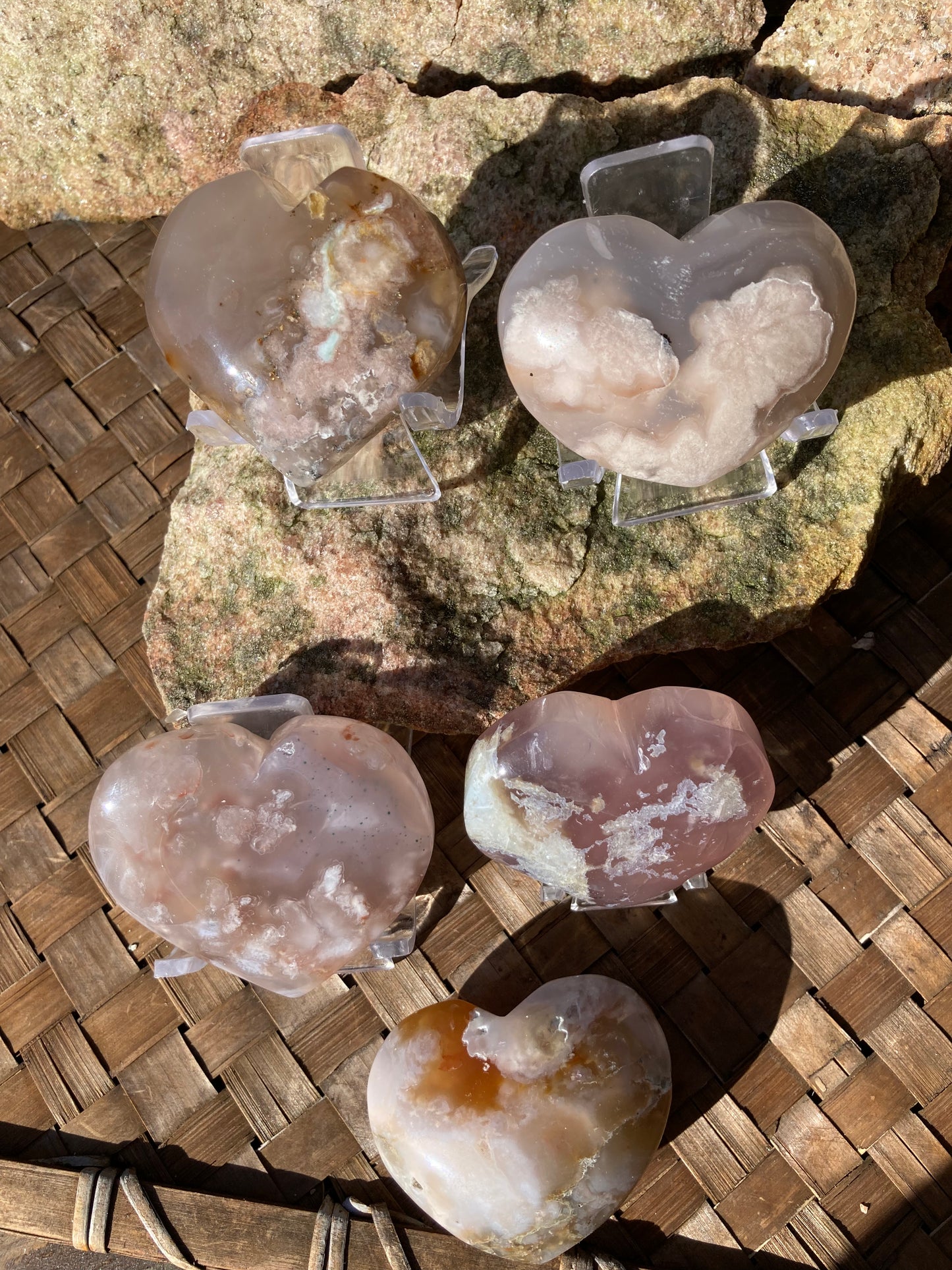 Sakura Agate Hearts