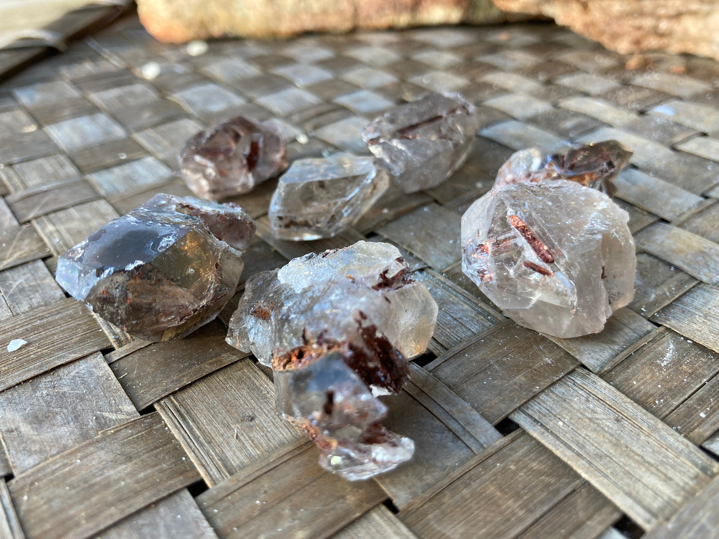 Red Epidote in Smokey Quartz