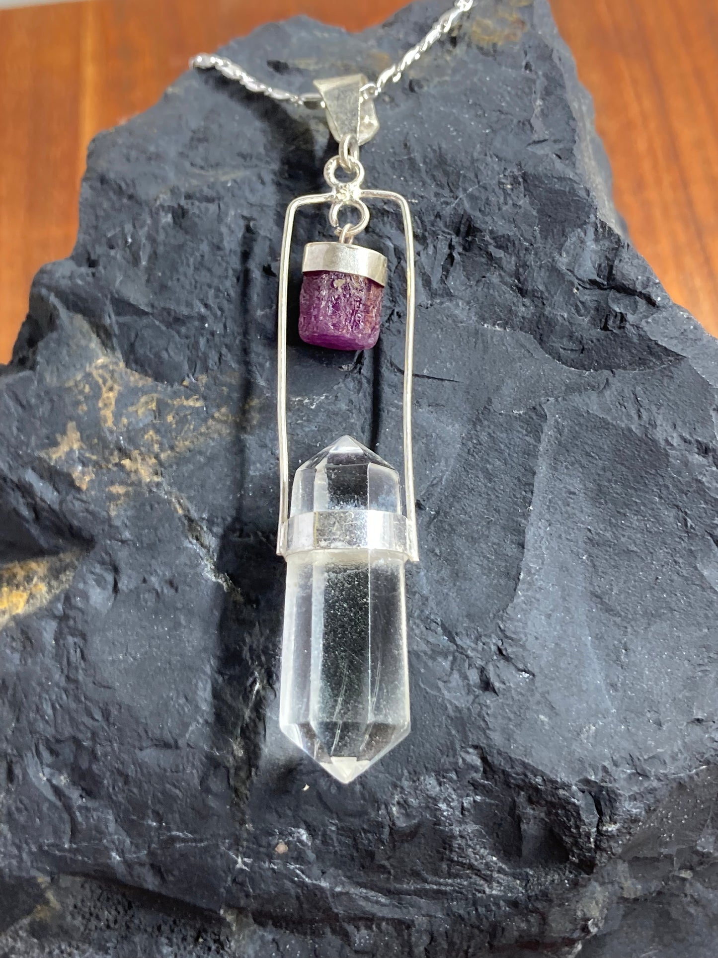 Ruby with Clear Quartz Pendant