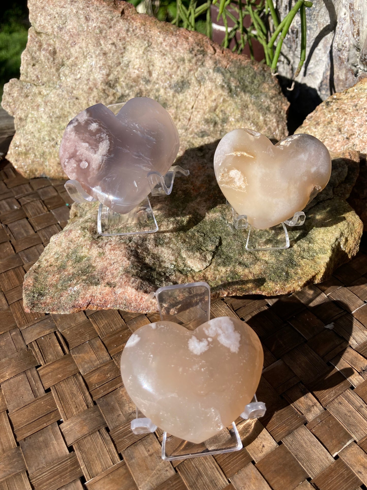 Sakura Agate Hearts