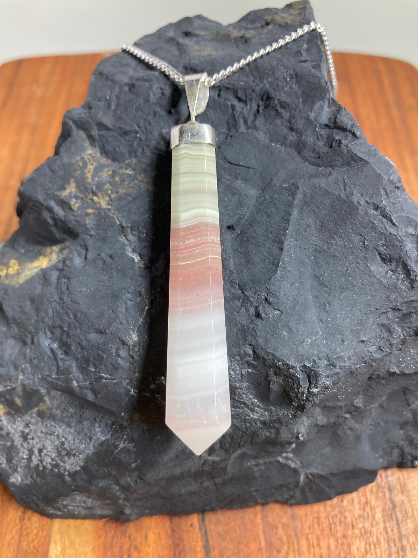 Banded Pink Calcite Pendant