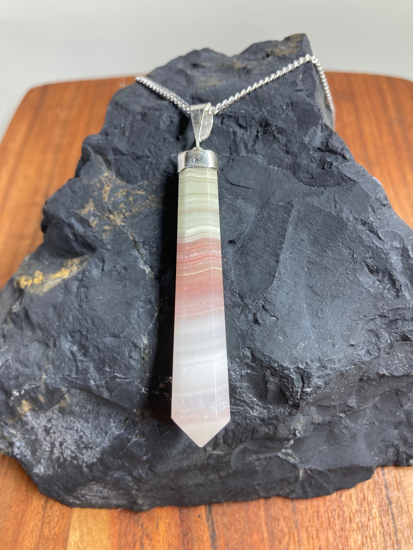 Banded Pink Calcite Pendant