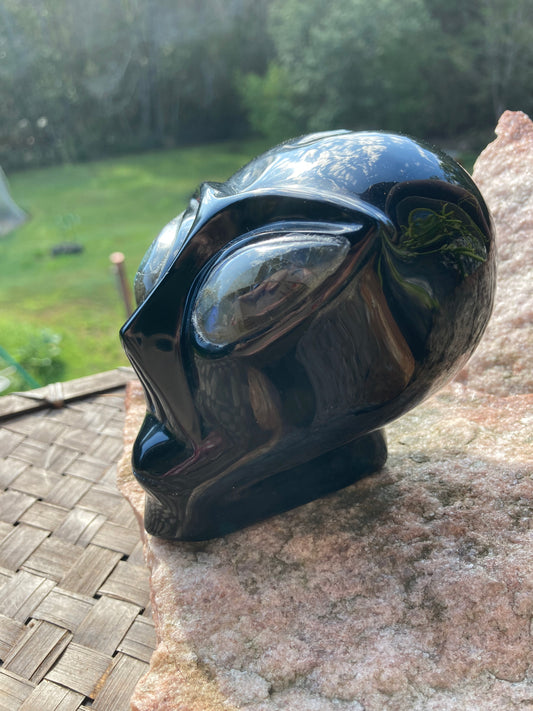 Black Obsidian Alien Skull